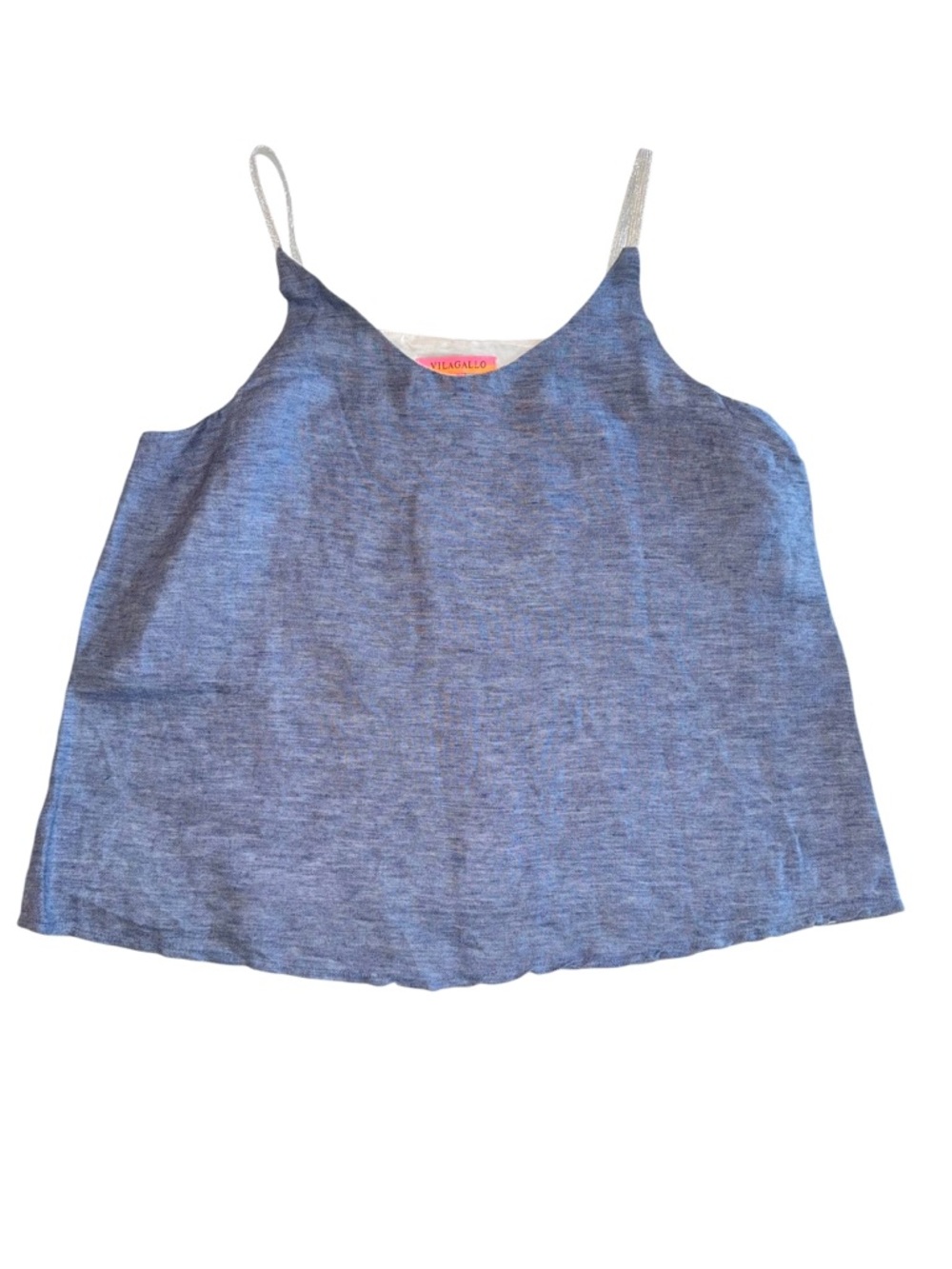 Vilagallo Blue Linen Blend Camisole Tank Metallic Strap Size 42 EU (US M)